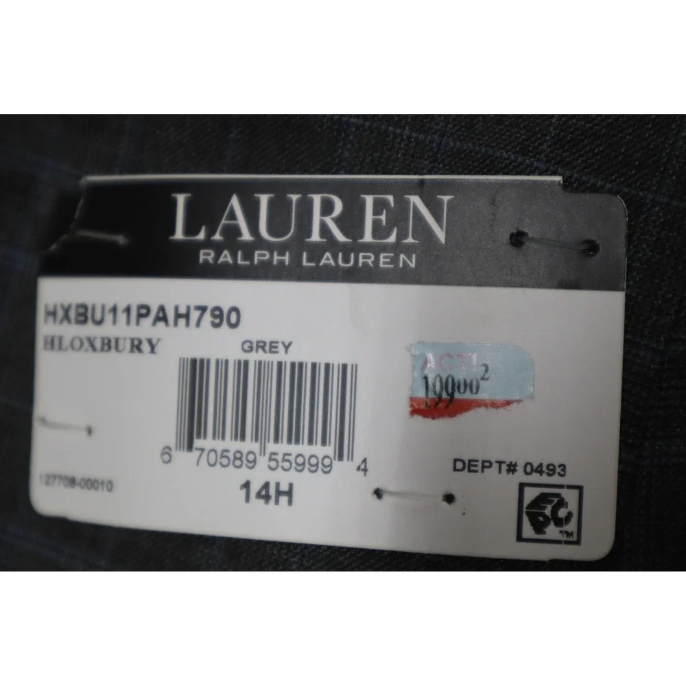 Lauren Ralph Lauren‎ Boys Husky Plaid Classic Sport Blazer Coat Gray - Size 14H